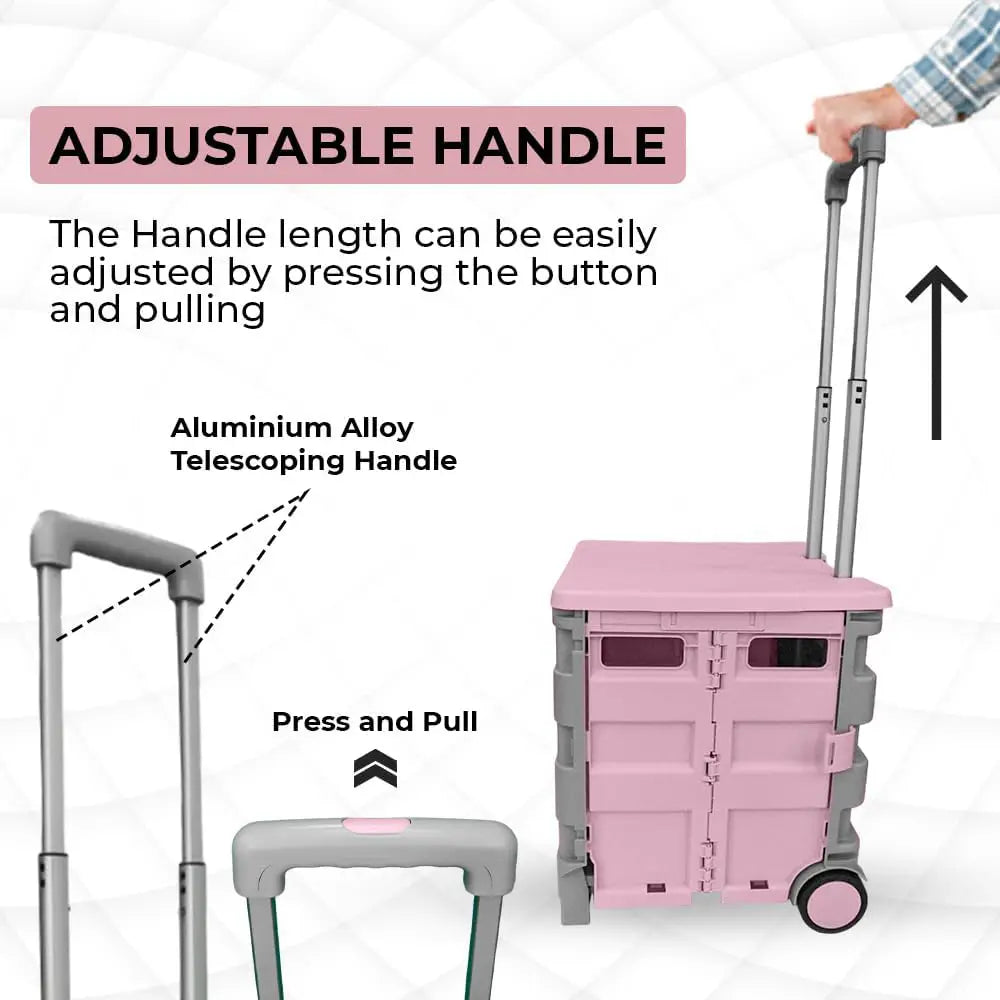 Shopping, Utility Wagon Trolley Pink & Grey - 40L & 30KG