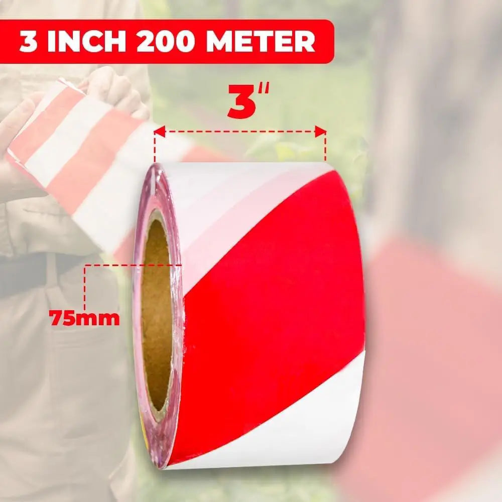 Non-Adhesive Safety Warning Tape Red & White - 200 M