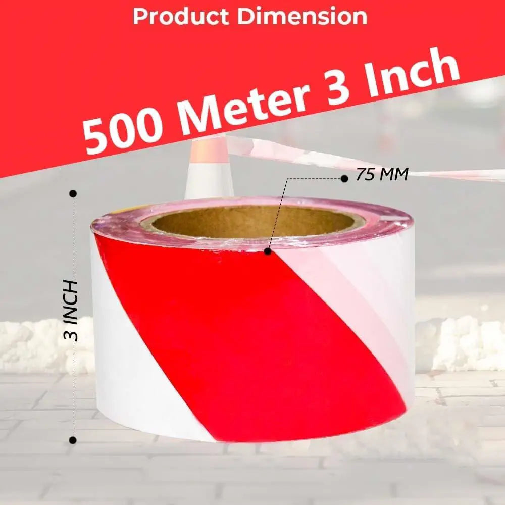 Non-Adhesive Safety Warning Tape Red & White - 500 M