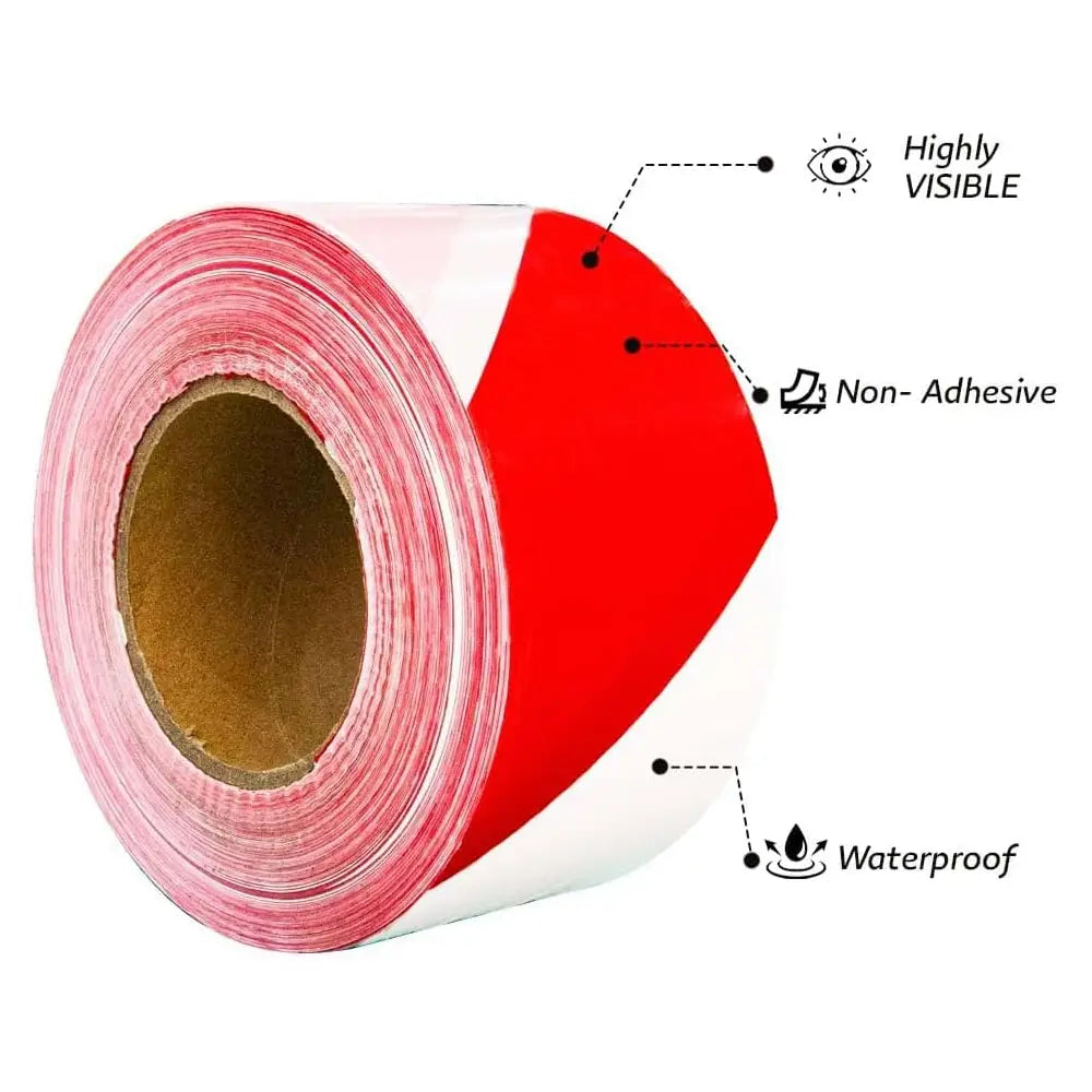 Non-Adhesive Safety Warning Tape Red & White - 500 M