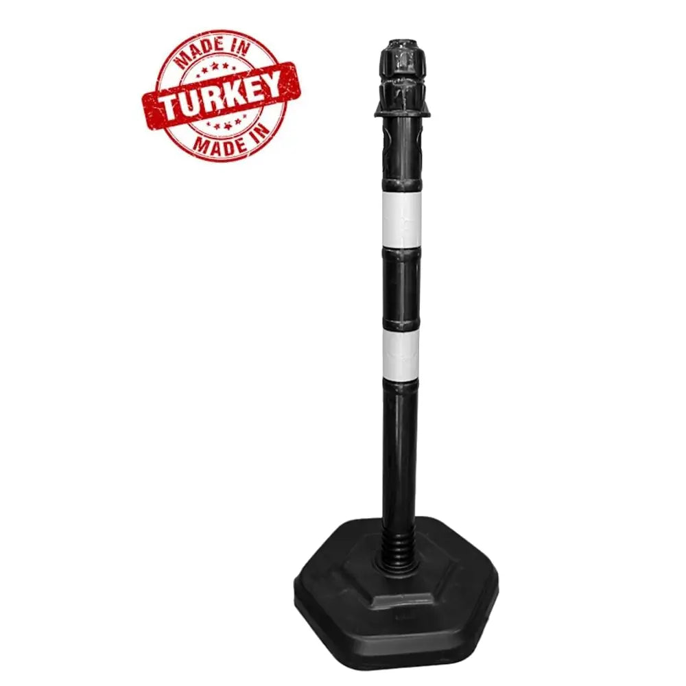 Portable Warning Post Black with PPC Weighted Base - 100 CM