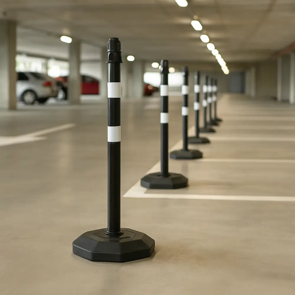 Portable Warning Post Black with PPC Weighted Base - 100 CM
