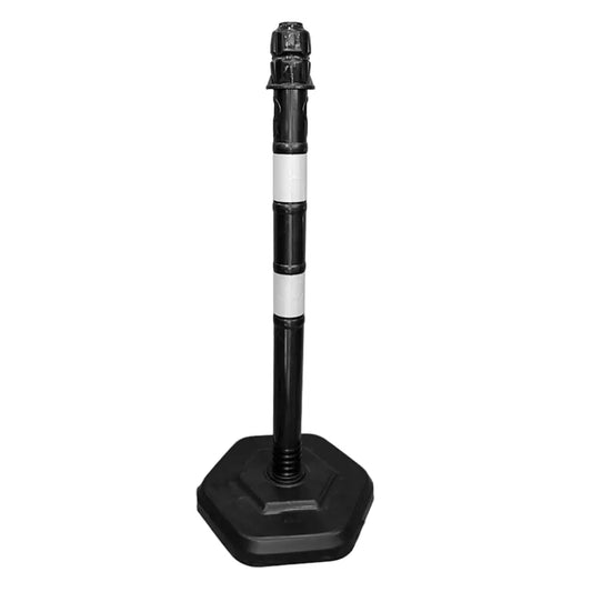 Portable Warning Post Black with PPC Weighted Base - 100 CM
