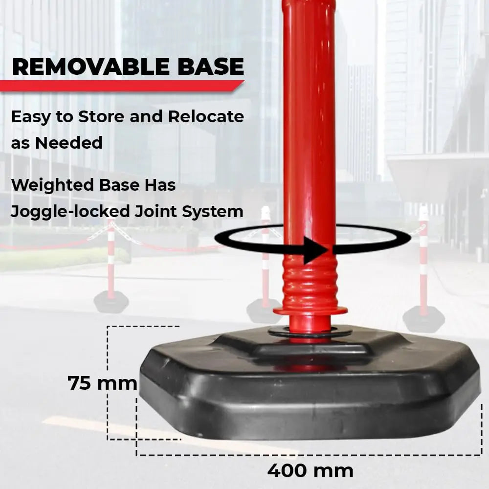Portable Warning Post Red with PPC Weighted Base - 100 CM