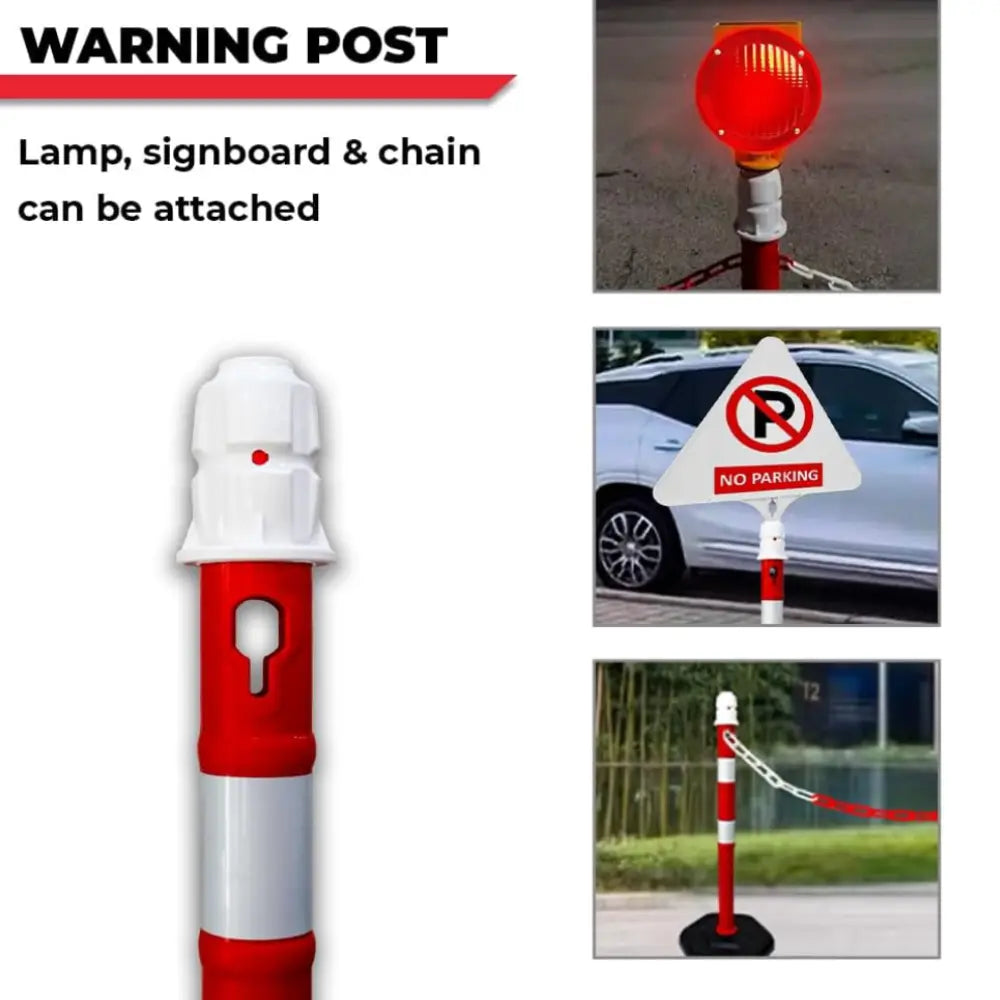 Portable Warning Post Red with PPC Weighted Base - 100 CM