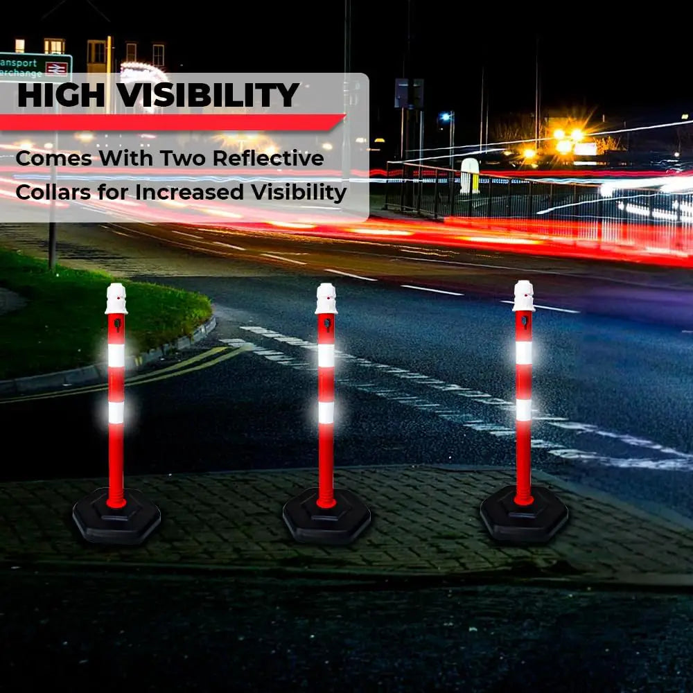 Portable Warning Post Red with PPC Weighted Base - 100 CM