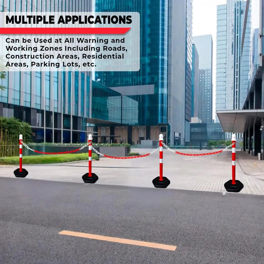 Portable Warning Post Red with PPC Weighted Base - 100 CM