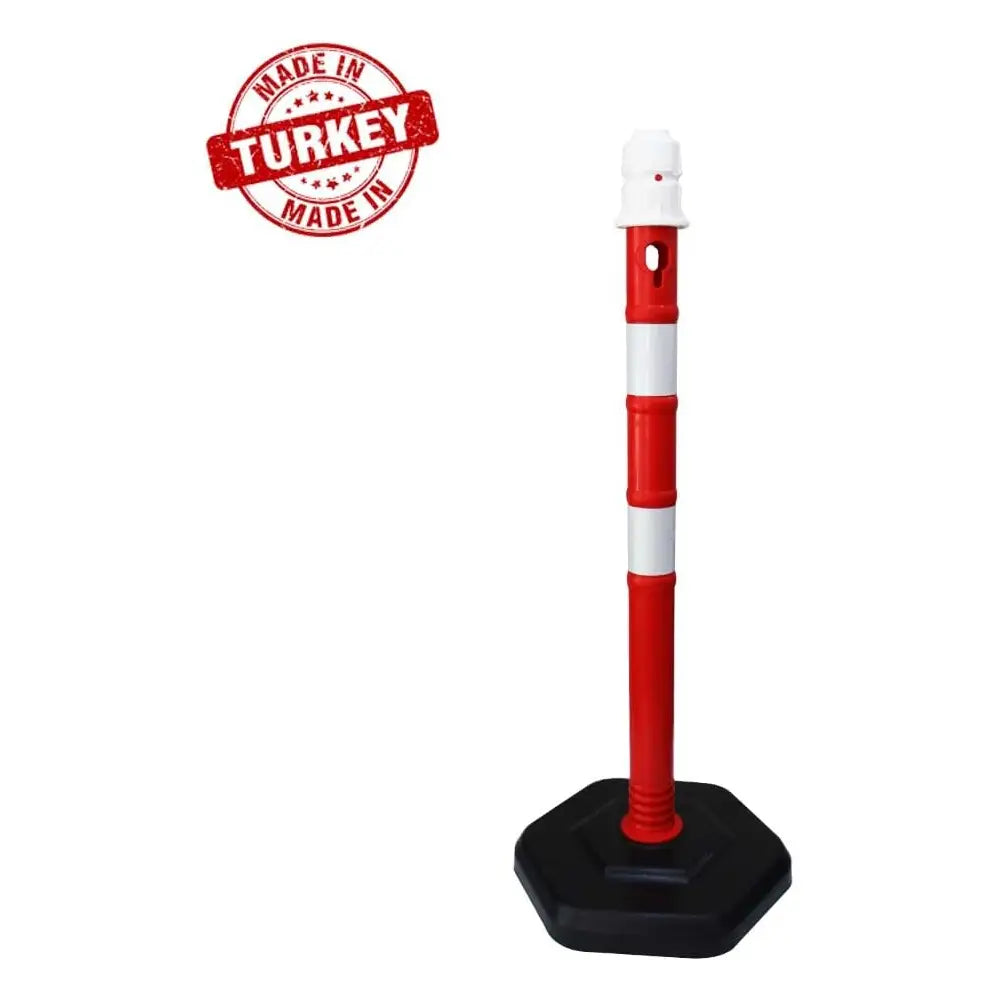 Portable Warning Post Red with PPC Weighted Base - 100 CM