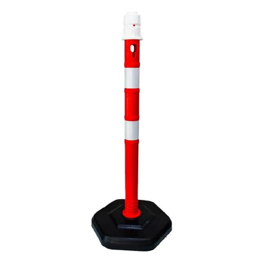 Portable Warning Post Red with PPC Weighted Base - 100 CM
