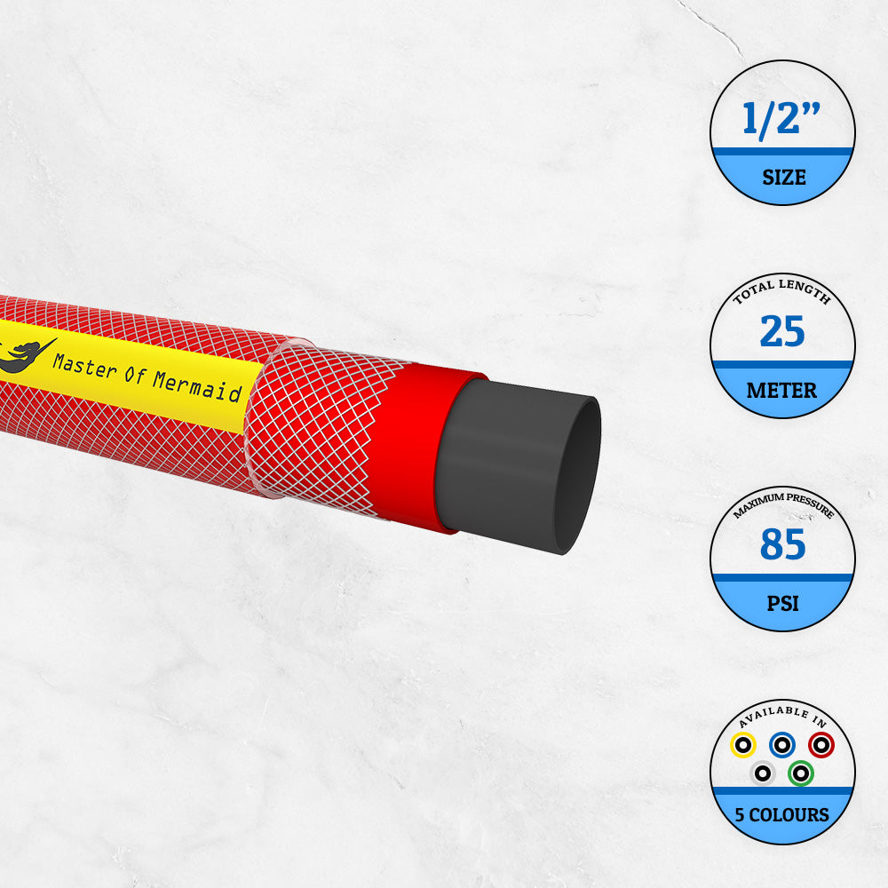 Garden Water Hose Reinforced 1/2 Inch 25 Meter – Red - Biri Group