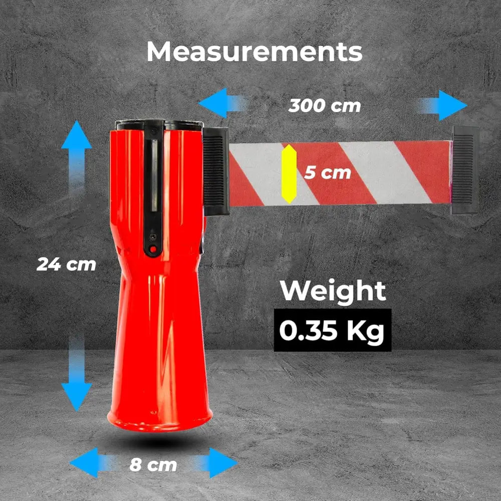 Retractable Traffic Cone Belt 3Meter - Red & White