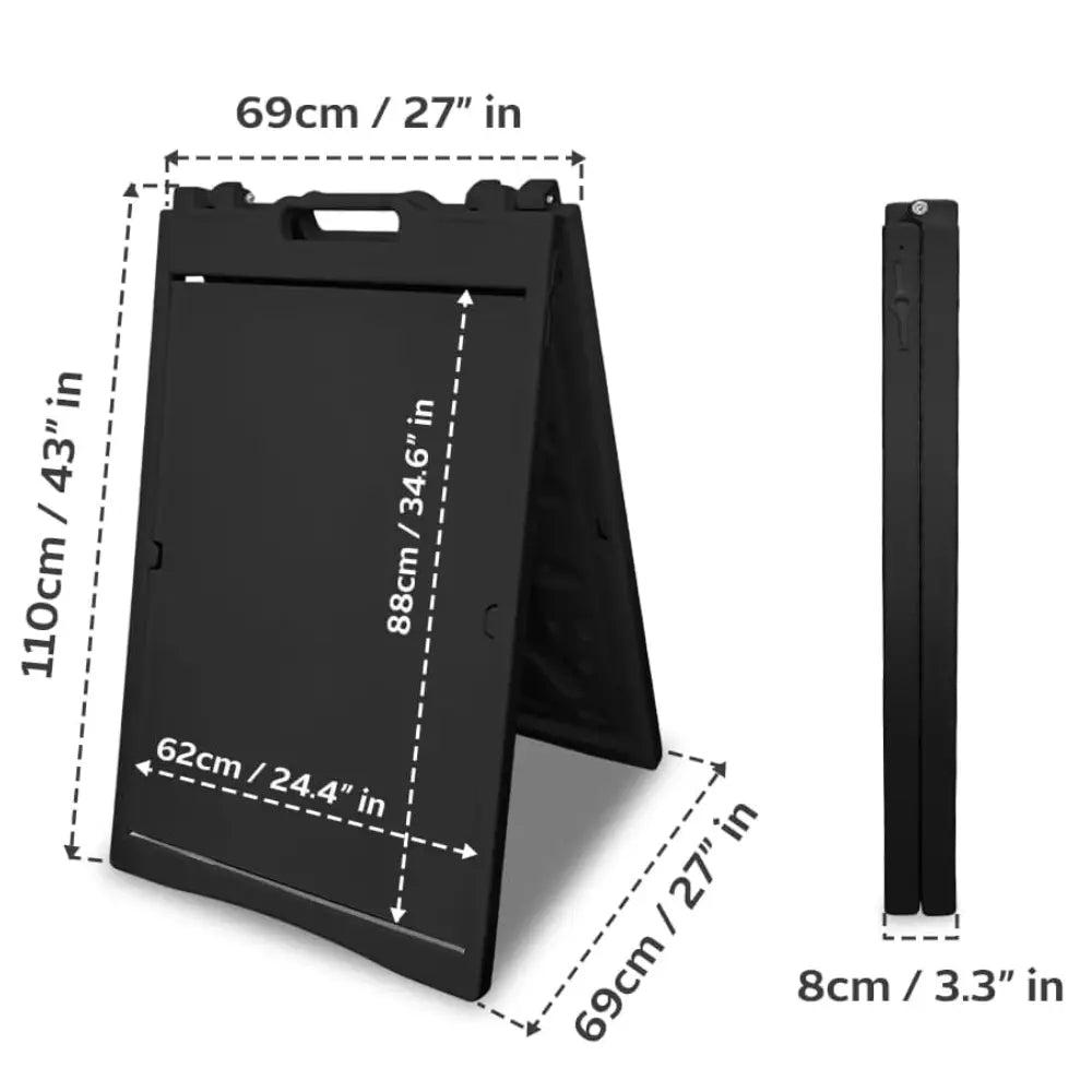 Sign Board A-Frame Double-Sided Folding Display Stand - Black