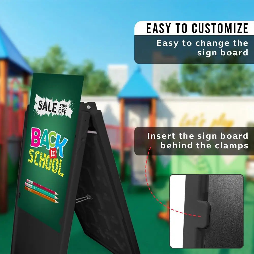 Sign Board A-Frame Double-Sided Folding Display Stand - Black