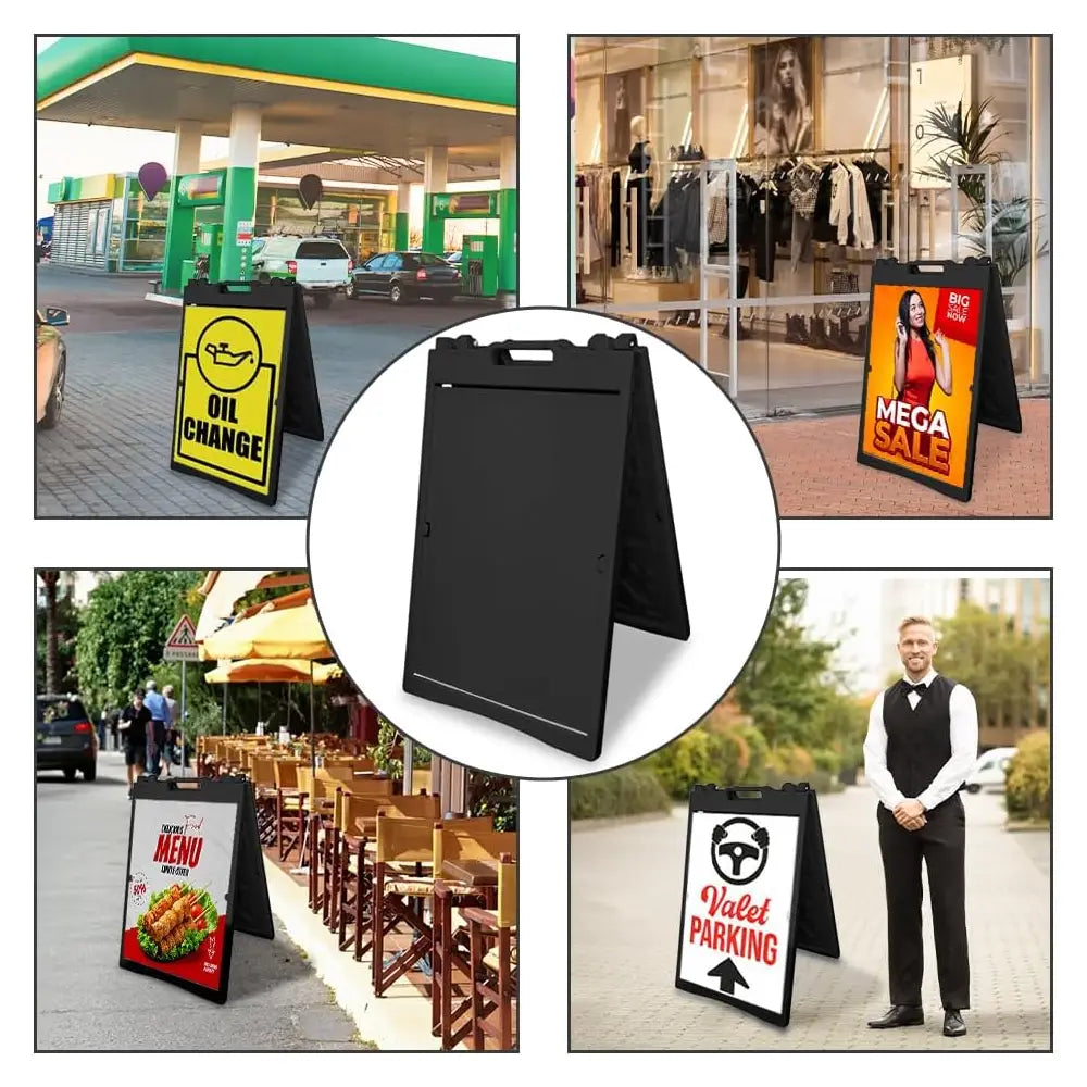 Sign Board A-Frame Double-Sided Folding Display Stand - Black