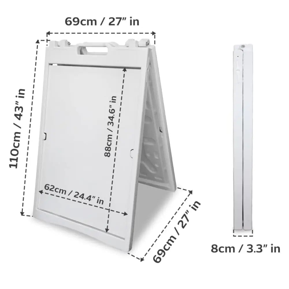 Sign Board A-Frame Double-Sided Folding Display Stand - White