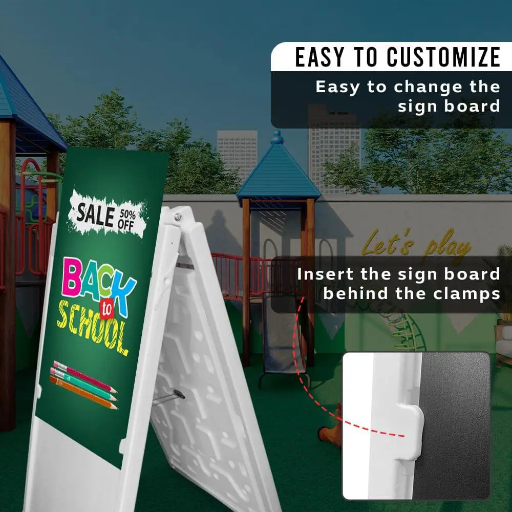 Sign Board A-Frame Double-Sided Folding Display Stand - White