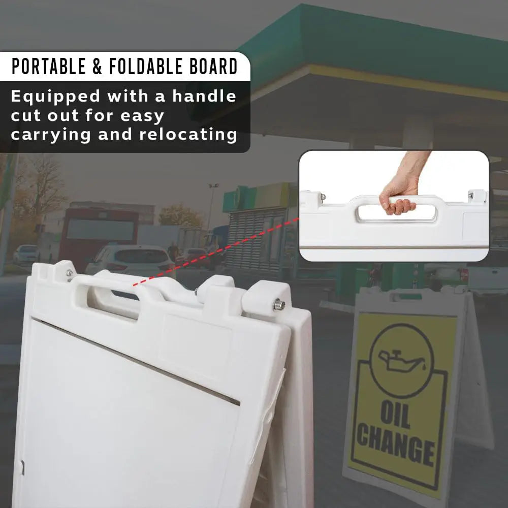 Sign Board A-Frame Double-Sided Folding Display Stand - White