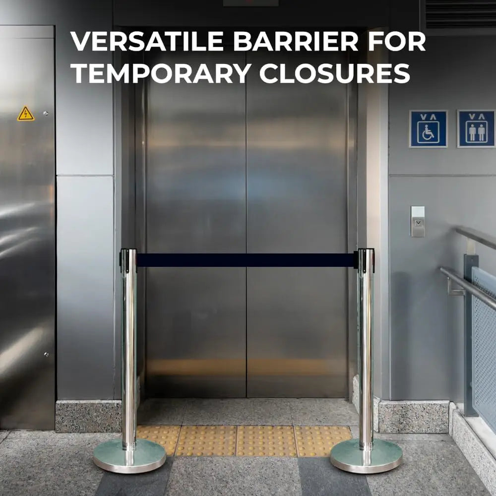 Stainless Steel  Crowd Control Barrier with Black Belt 2M