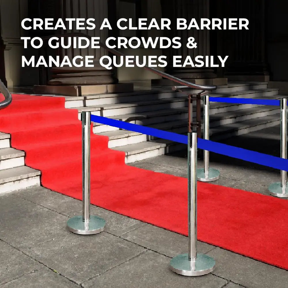 Stainless Steel Crowd Control Barrier with Blue Belt 2M