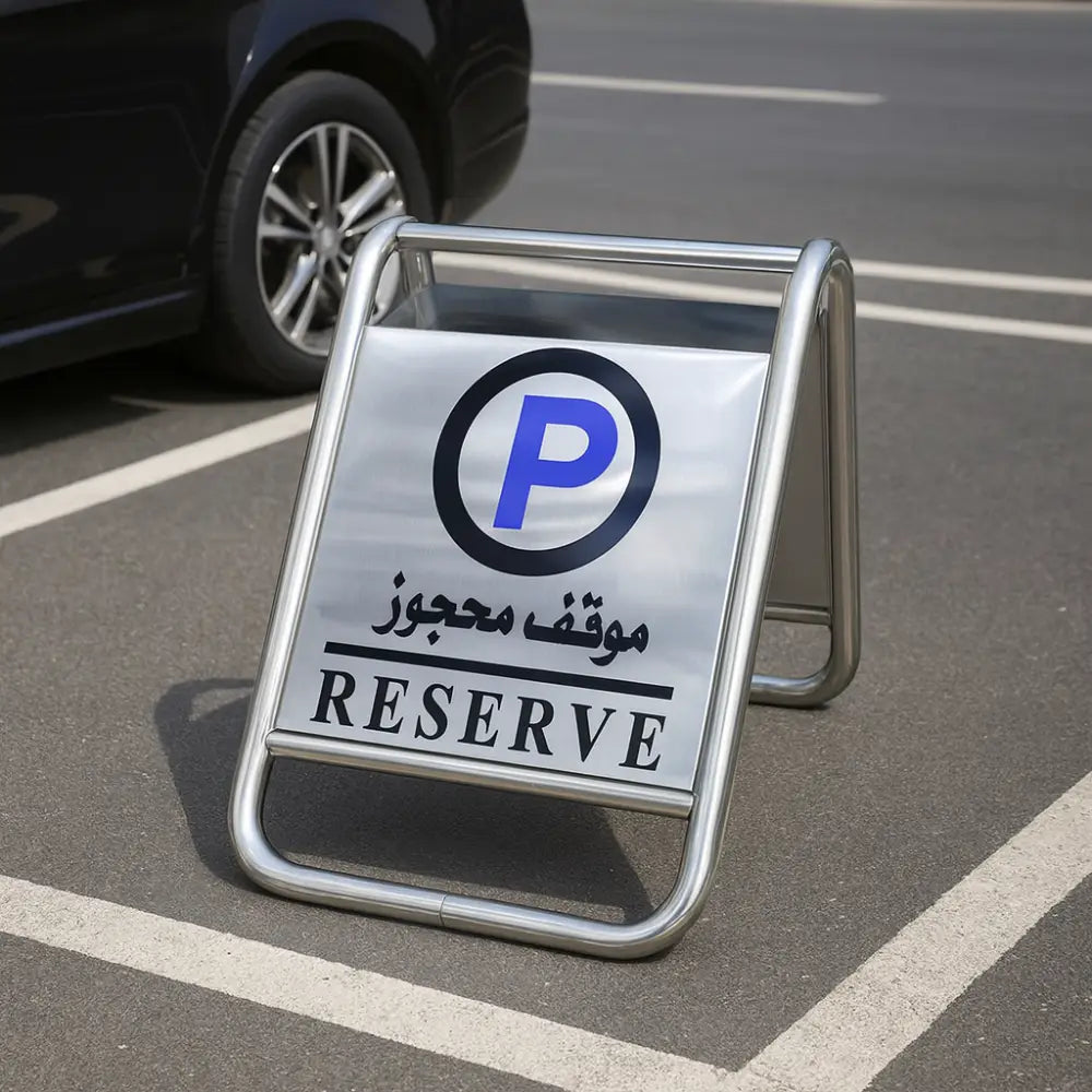 Stainless Steel Reserve Parking Sign Durable Bilingual Parking Plate
