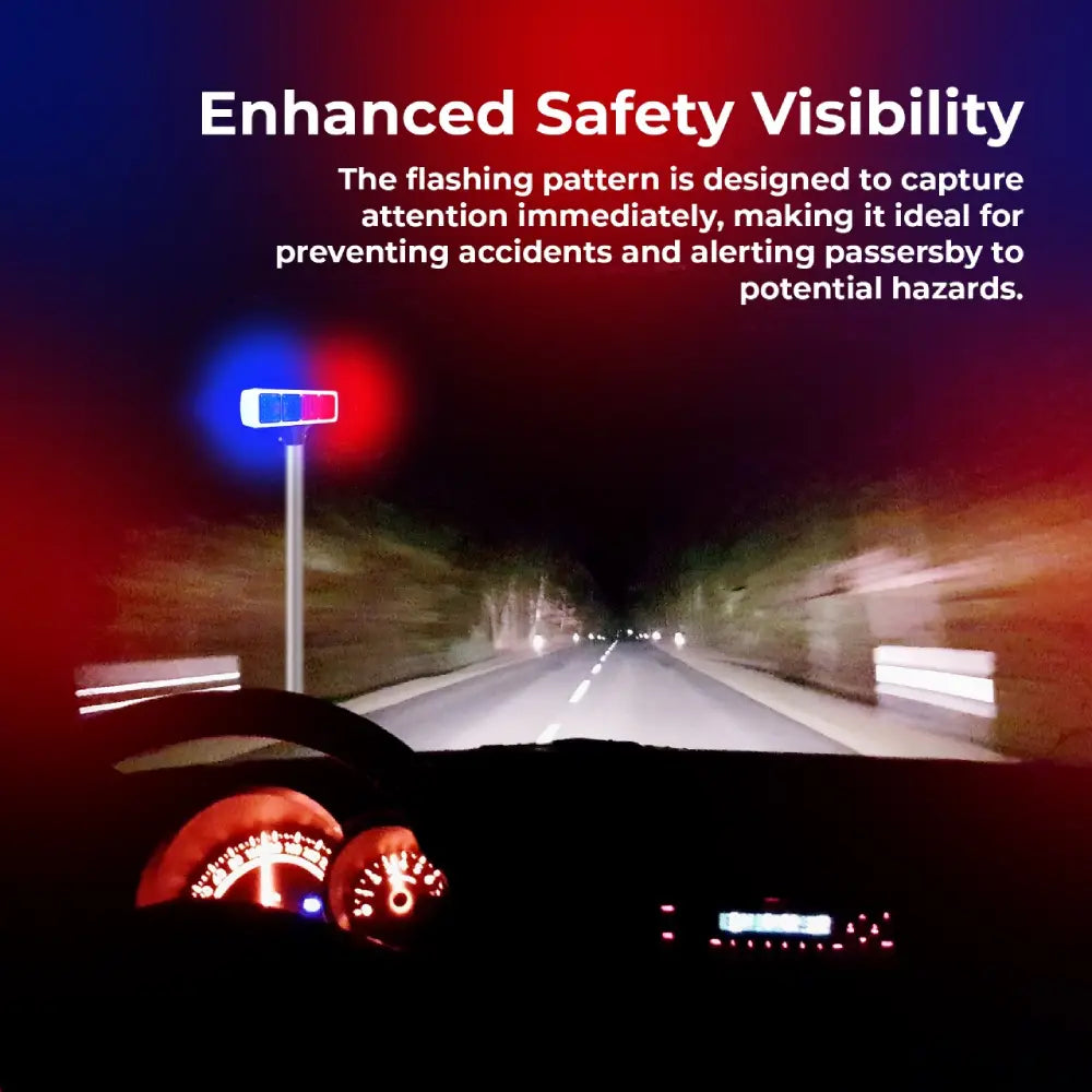 Solar LED Double-Sided Strobe Warning Light 37CM - Blue & Red 96 LED Light
