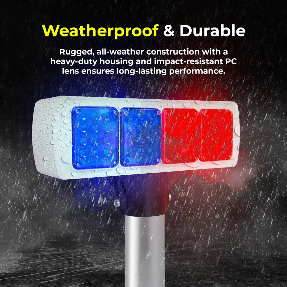 Solar LED Double-Sided Strobe Warning Light 37CM - Blue & Red 96 LED Light