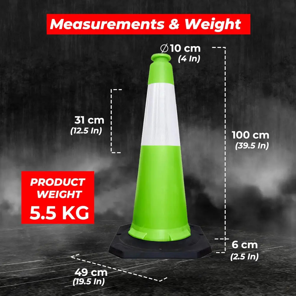 Traffic Safety Cone 100CM with Reflective Collar - Green