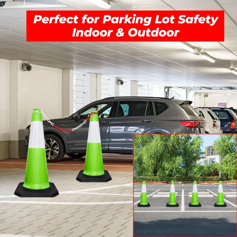 Traffic Safety Cone 100CM with Reflective Collar - Green