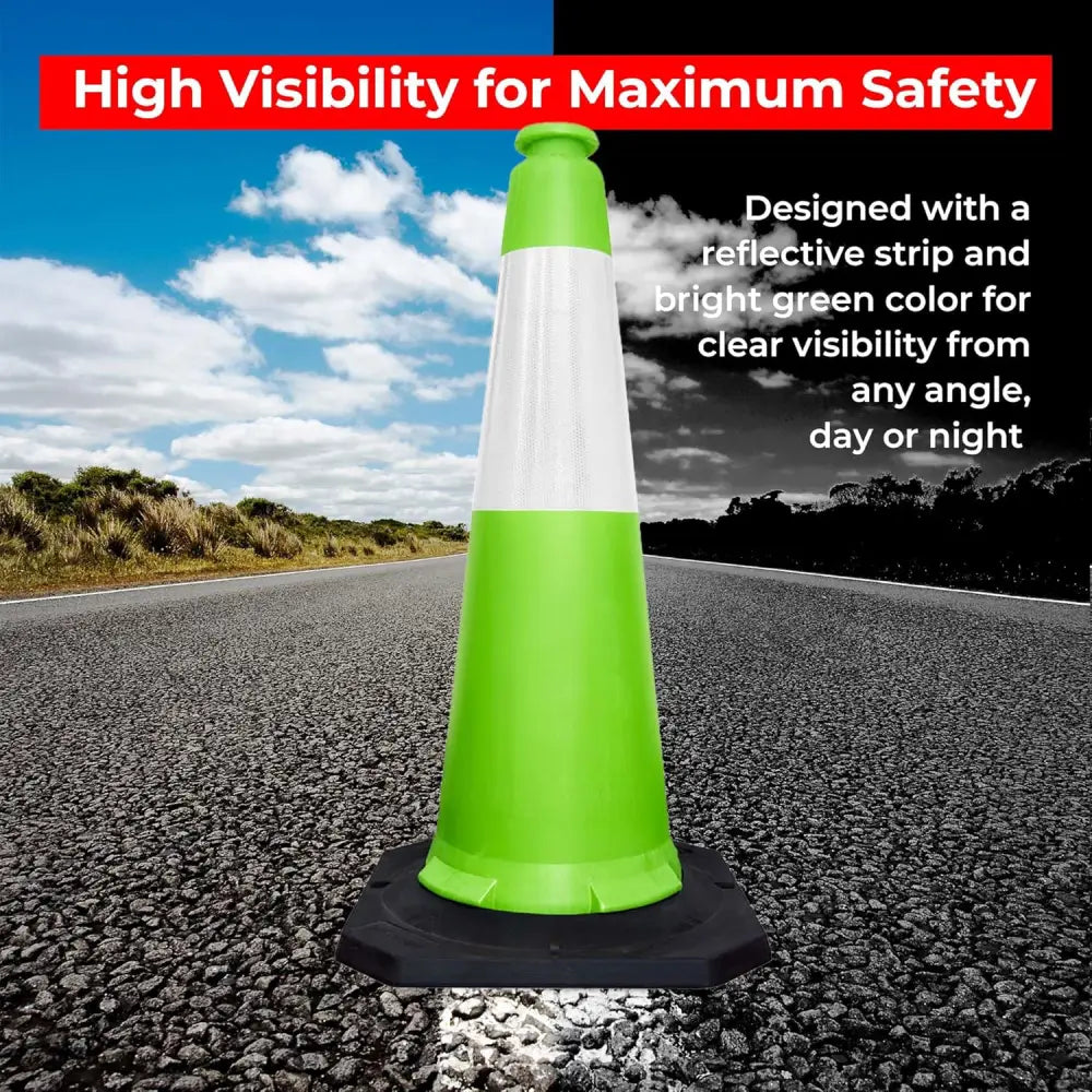 Traffic Safety Cone 100CM with Reflective Collar - Green