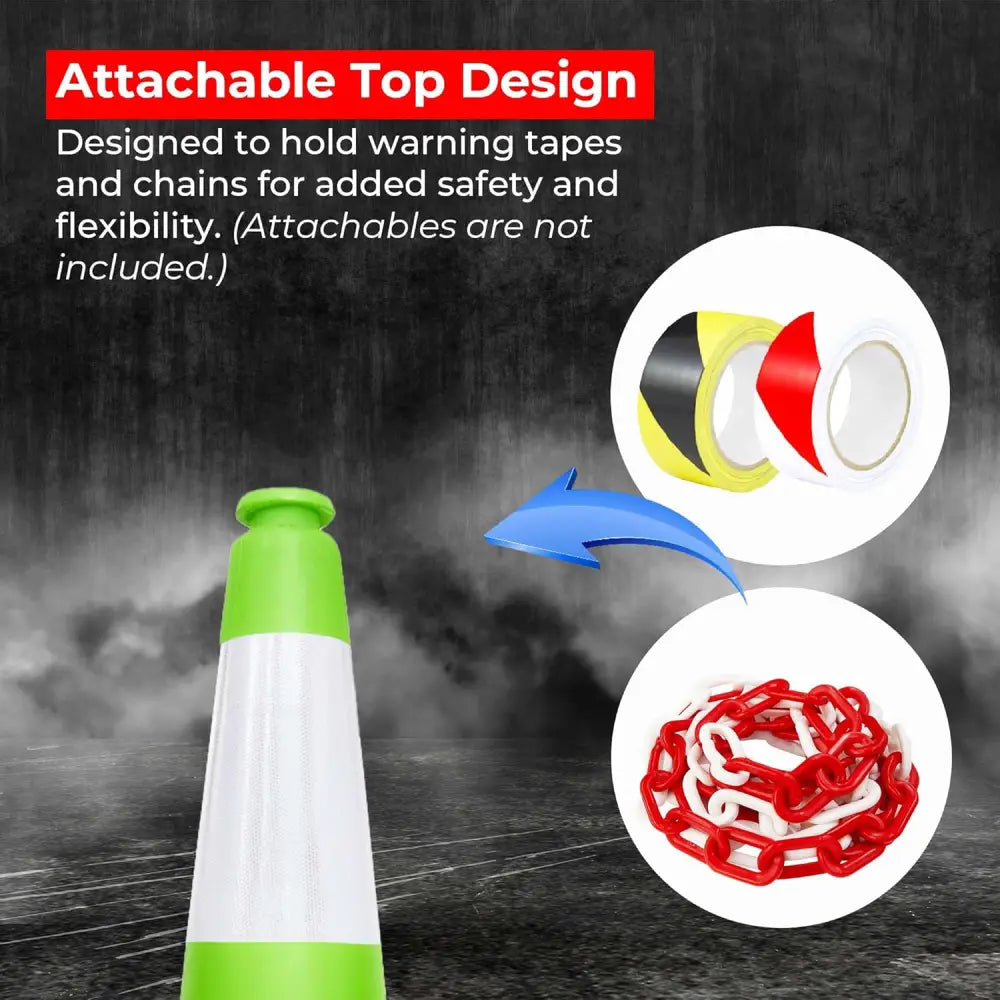 Traffic Safety Cone 100CM with Reflective Collar - Green