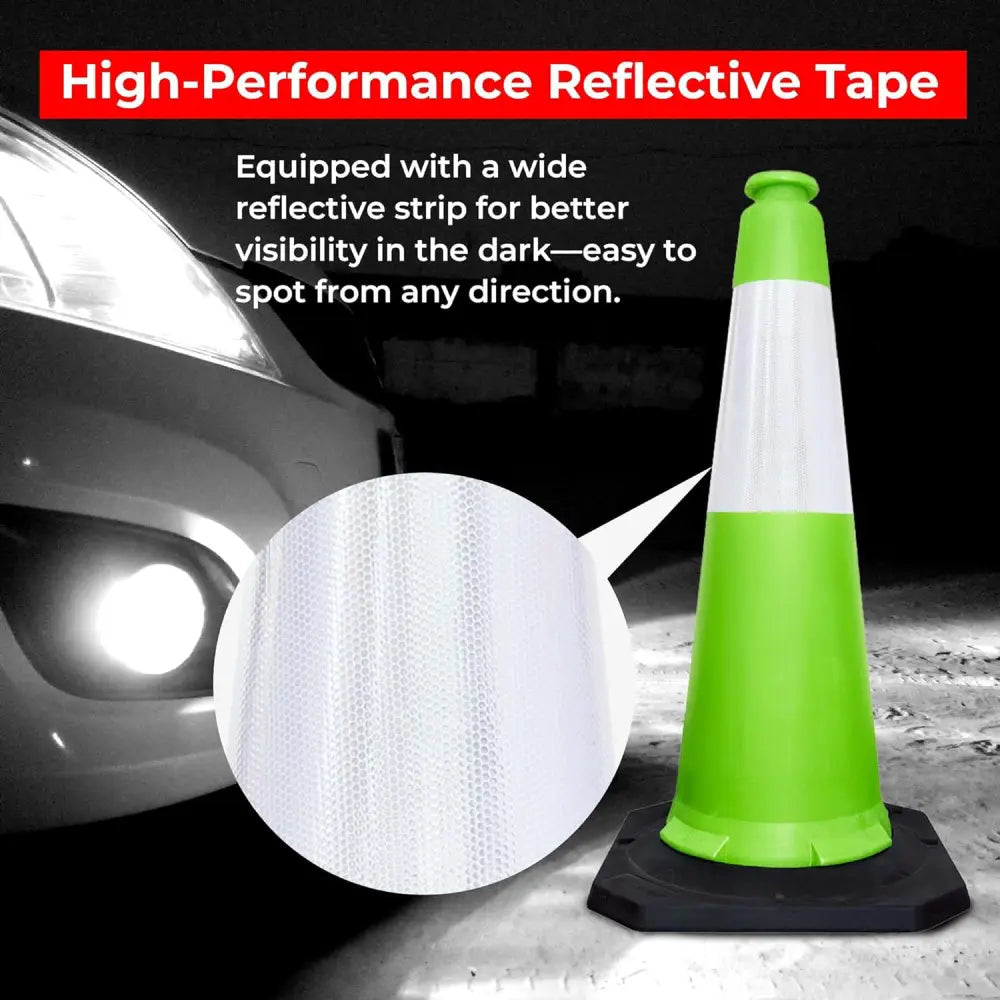 Traffic Safety Cone 100CM with Reflective Collar - Green