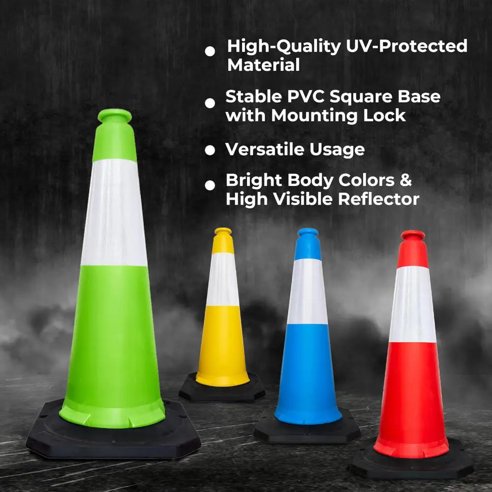 Traffic Safety Cone 100CM with Reflective Collar - Green