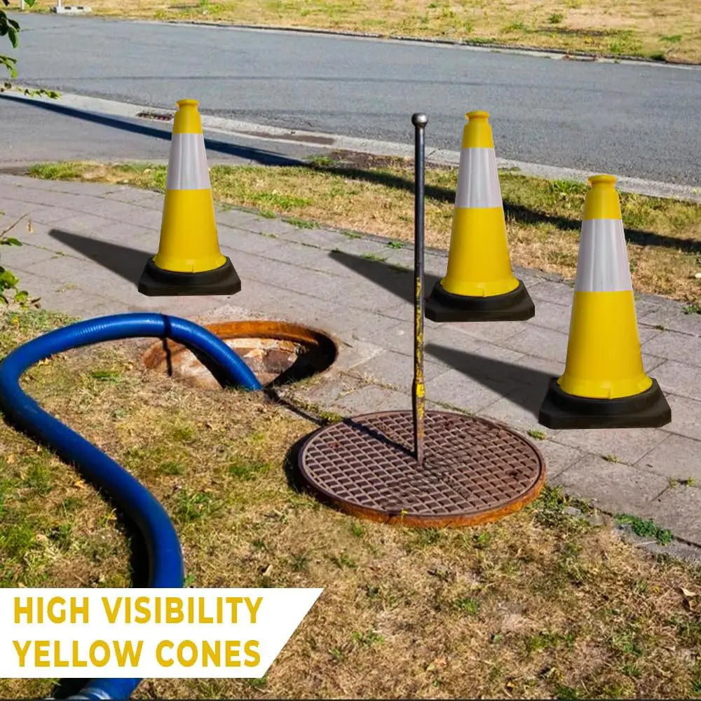 Traffic Safety Cone with Reflective Collar & PE Base 75CM - Yellow