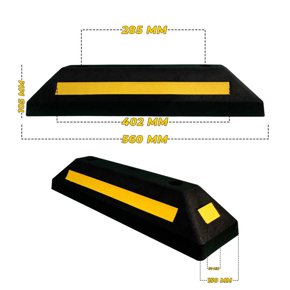 Vehicle Wheel Stopper With Yellow Strip