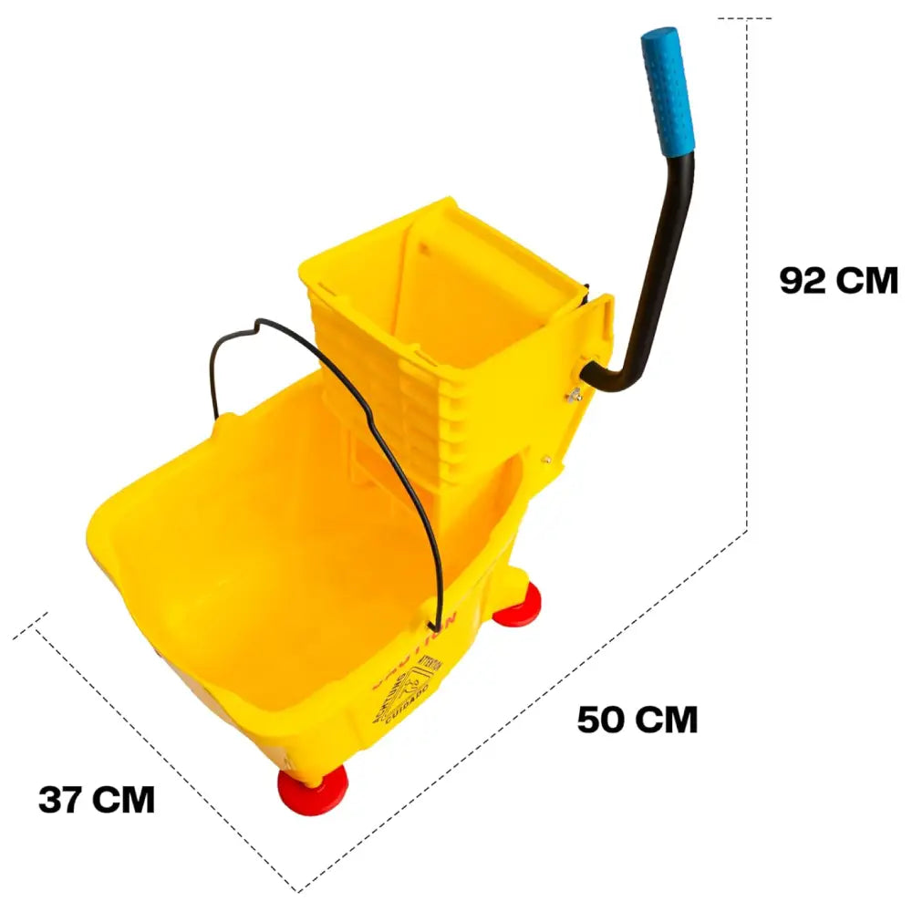 Wringer Mop Bucket Trolley with 4 Wheels Yellow - 32L