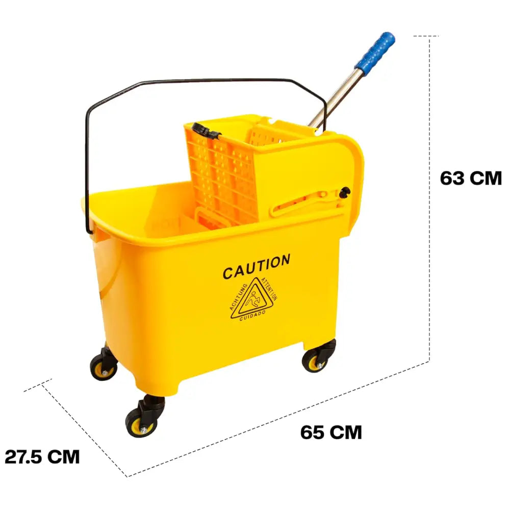 Wringer Mop Bucket Trolley with 4 Wheels Yellow - 20L