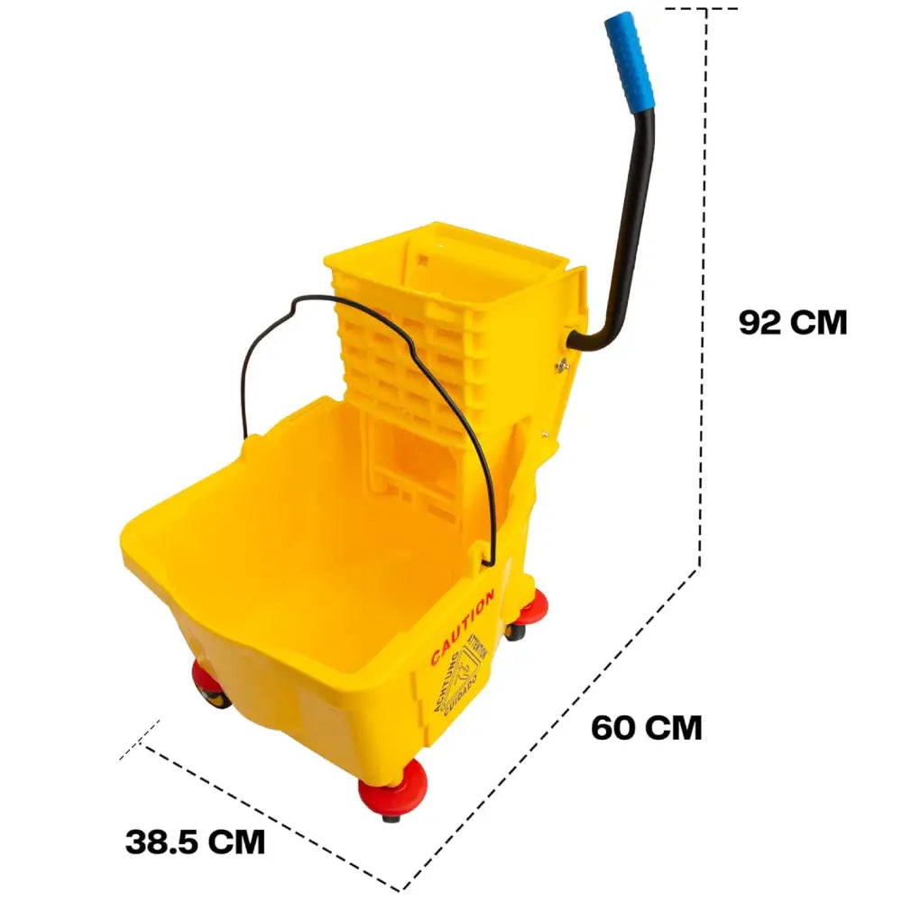 Wringer Mop Bucket Trolley with 4 Wheels Yellow - 36L