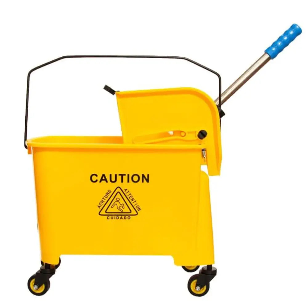 Wringer Mop Bucket Trolley with 4 Wheels Yellow - 20L