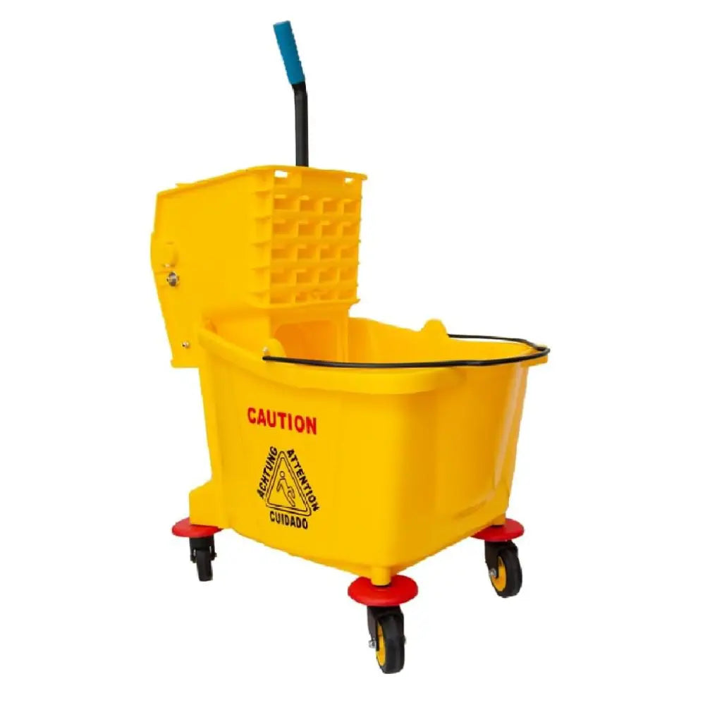 Wringer Mop Bucket Trolley with 4 Wheels Yellow - 32L