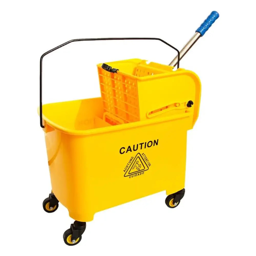 Wringer Mop Bucket Trolley with 4 Wheels Yellow - 20L