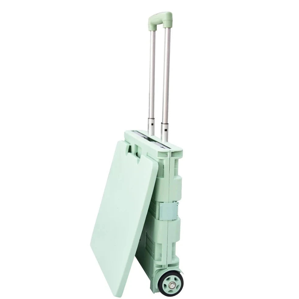 adjustable lid shopping trolley light blue grey