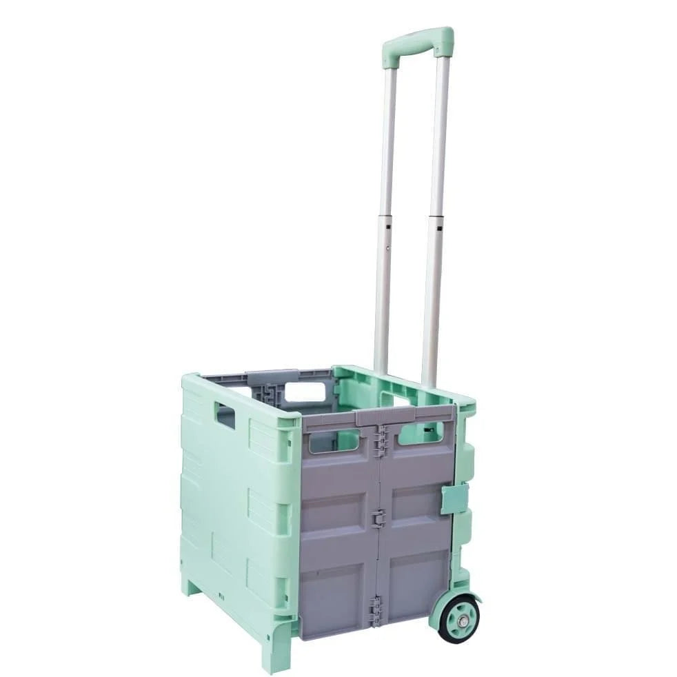 compact Shopping Trolley Light Blue & Grey