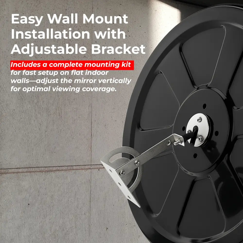 Black Convex Mirror With Wall Mount