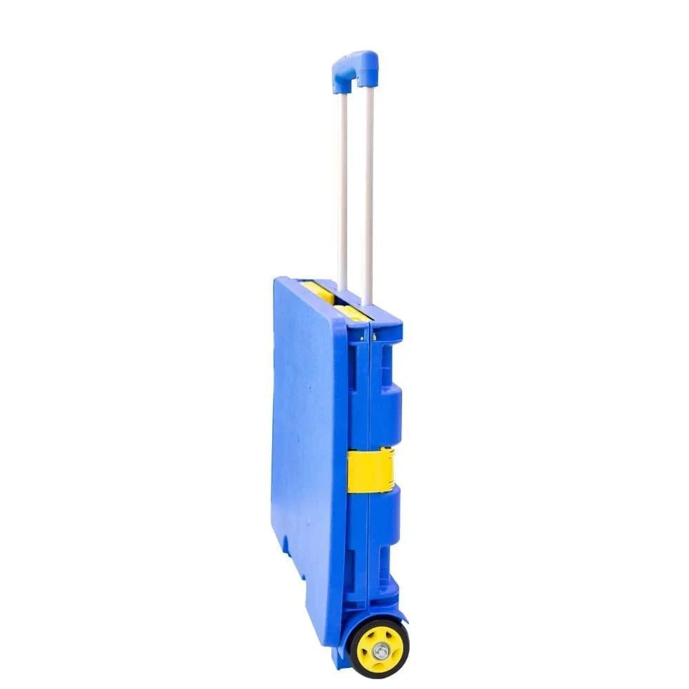easy to hold folding shopping trolley light blue yellow