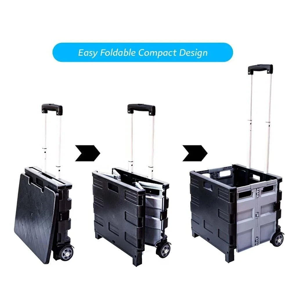 foldable design shopping trolley black grey