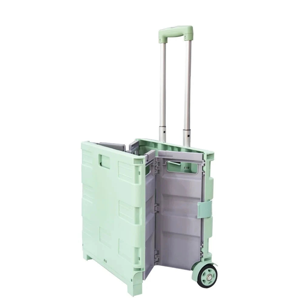 35 kg folding shopping trolley light blue grey