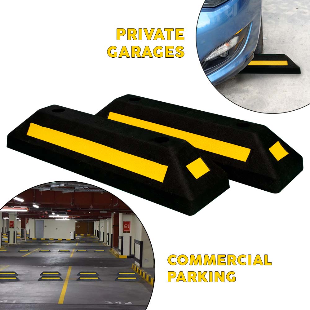 Reflective tire stopper for Garages, Parking Area