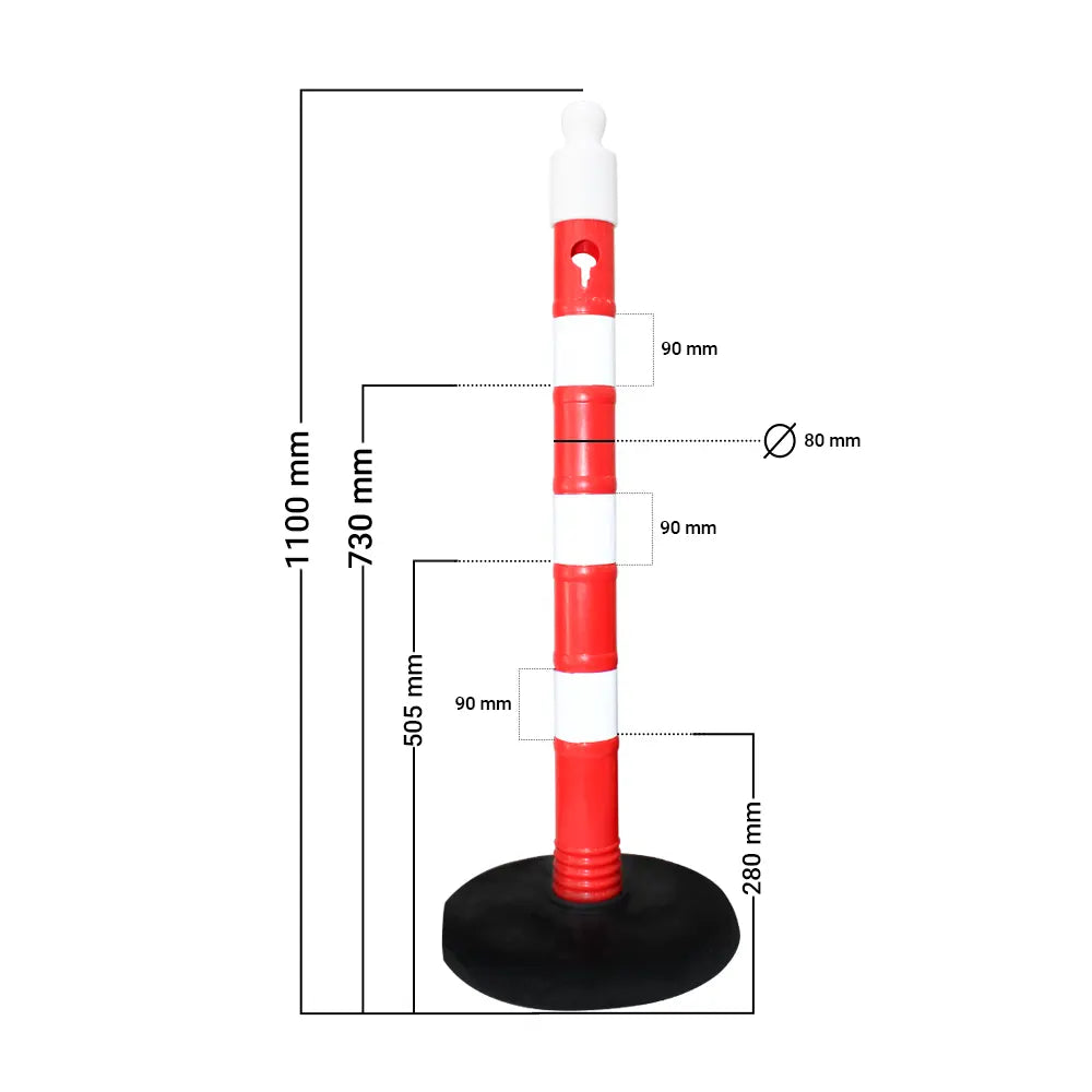 Reflective Delineator Post 110CM - Red & White