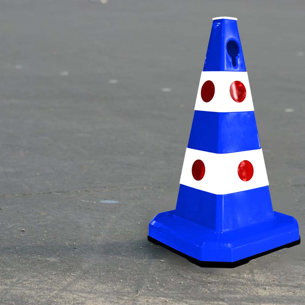Unbreakable Safety Traffic Cone 620 MM with Cat-Eyes Lenses - Biri Group