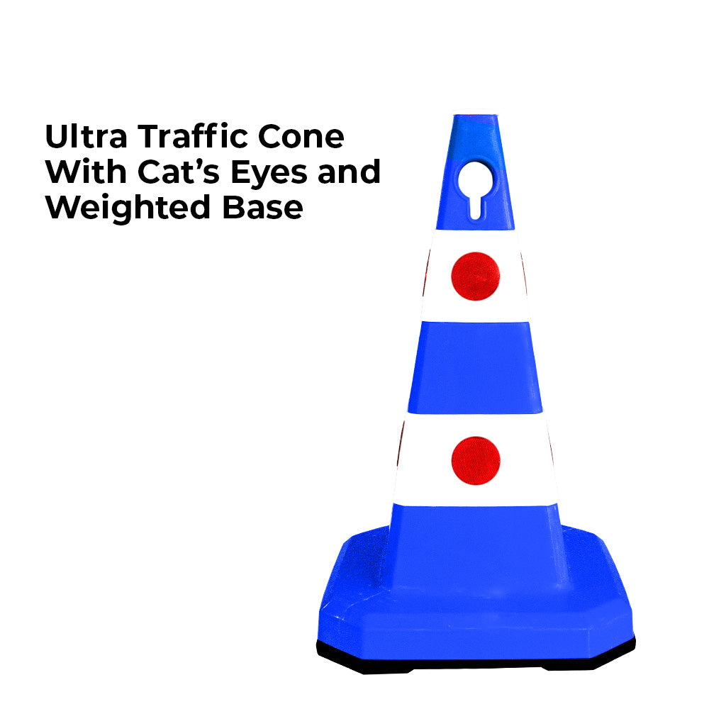 Unbreakable Safety Traffic Cone 620 MM with Cat-Eyes Lenses - Biri Group